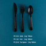 5.4g PP Disposable Plastic Cutlery Set - Knife, Fork,Spoon And Spork Black  PP-5.4g - Image 3