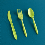 6” Corn Starch Disposable Cutlery Set - Knife, Fork,Spoon And Spork Green  Bio-6” – Bild 3