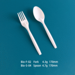 6.7” Corn Starch Disposable Cutlery Set - Knife, Fork,Spoon And Spork White  Bio-6.7” - 图片 2