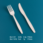 8” Corn Starch Disposable Cutlery Set - Knife, Fork,Spoon And Spork White  Bio-8” - Image 2
