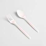 6.7” Corn Starch Disposable Cutlery Set - Knife, Fork,Spoon And Spork White  Bio-6.7”