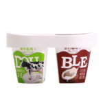 86ml IML Plastic Pudding Cup With Lid and Spoon-Double Grid Divided,PP-86-2G
