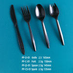 2.5g PP Disposable Plastic Cutlery Set - Knife, Fork,Spoon And Spork Black  PP-2.5g - Image 2