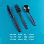 ⁦5g PS Disposable Plastic Cutlery Set - Knife, Fork,Spoon And Spork Black  PS-44⁩ - الصورة ⁦3⁩