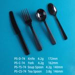 4.2g PS Disposable Plastic Cutlery Set - Knife, Fork,Spoon And Spork Black  PS-74 - Image 2