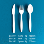 Small Size Corn Starch Disposable Cutlery Set - Knife, Fork,Spoon And Spork White  Bio-S - Image 2
